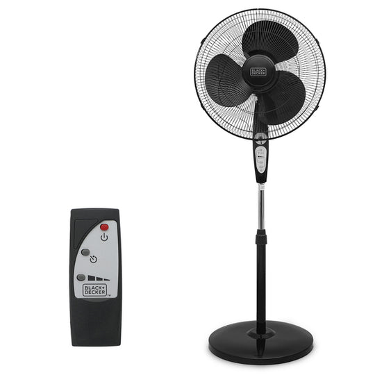 18-In. 3-Speed Oscillating Stand Fan with Remote, BFSR18 (Black)