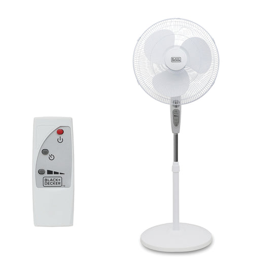 18-In. 3-Speed Oscillating Stand Fan with Remote, BFSR18 (White)